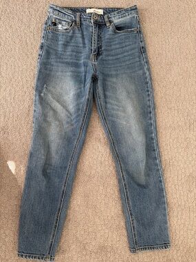 Kancan classic High-Rise Straight Jeans in Medium Blue